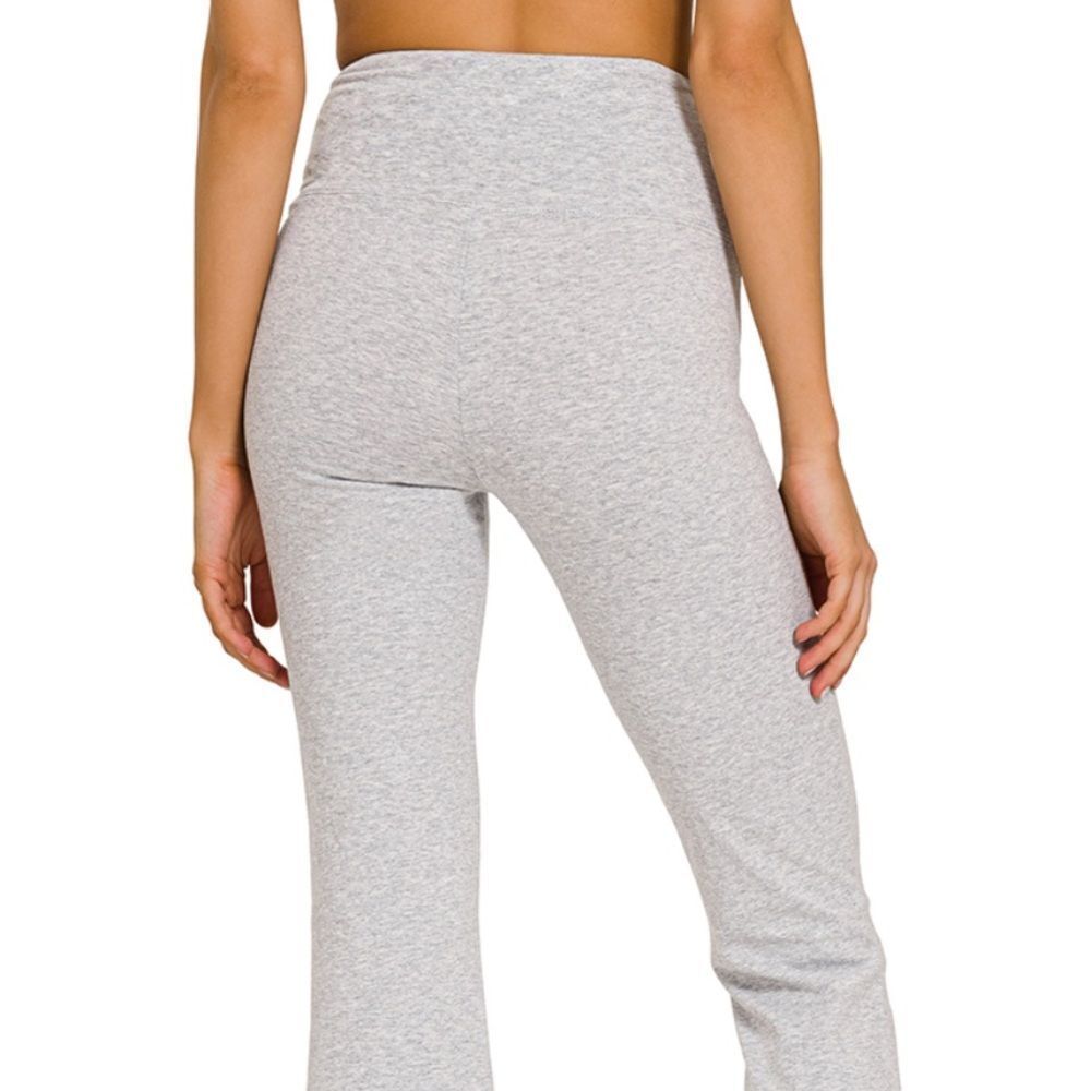 HIGH WAIST YOGA FLARE PANTS #SP-3222D4 Heather Gray - Picture 3 of 3